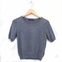 【中古】クイーンズコート QUEENS COURT ニット セーター Uネック 半袖 リブ 無地 ウール混 2 グレー 灰 /HT1 レディース 【ベクトル 古...