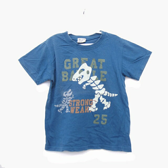 【中古】BLUE MART Tシャツ カットソー 半袖 コットン 綿 プリント 恐竜 120 ブルー 青 /HT13 キッズ ..