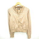 【中古】Lover’s Paints ジャケット アウター MA-1風 ジップアップ リブ シンプル 長袖 M ベージュ 薄茶 /MT9 レディース 【ベクトル...