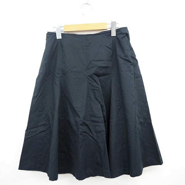 【中古】ニューヨーカー NEWYORKER スカート ボトムス プリーツ 無地 シンプル ロング コットン 綿 11 ブラック 黒 /MT38 レディース 【ベクトル 古着】 210527