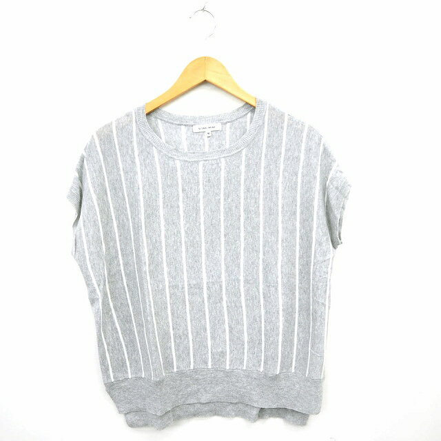 【中古】グローバルワーク GLOBAL WORK ニット セーター ストライプ リブ 丸首 フレンチスリーブ M グレー ホワイト 灰 白 /MT34 レディース 【ベクトル 古着】 210609 auc-vector-18956801 ブランド古着の買取販売ベクトル パッケージ画像