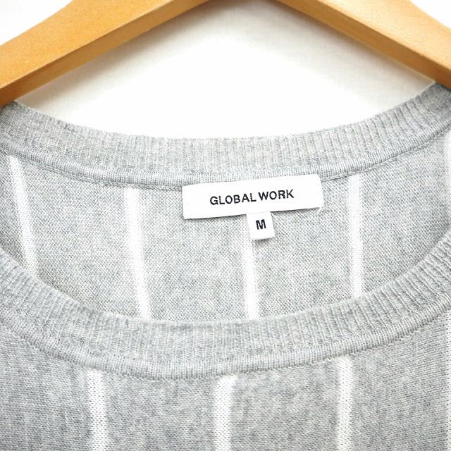 【中古】グローバルワーク GLOBAL WORK ニット セーター ストライプ リブ 丸首 フレンチスリーブ M グレー ホワイト 灰 白 /MT34 レディース 【ベクトル 古着】 210609 auc-vector-18956801 ブランド古着の買取販売ベクトル サンプル画像3