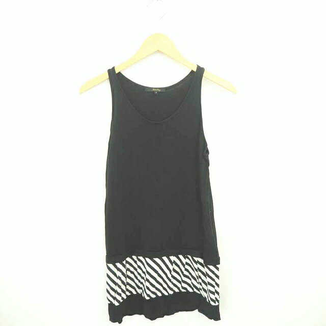 【中古】カリアング KariAng ワンピース ひざ丈 斜めストライプ プルオーバー 丸首 ノースリーブ S 黒 白 ブラック ホワイト /TT42 レディース 【ベクトル 古着】 210529