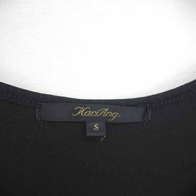 【中古】カリアング KariAng ワンピース ひざ丈 斜めストライプ プルオーバー 丸首 ノースリーブ S 黒 白 ブラック ホワイト /TT42 レディース 【ベクトル 古着】 210529