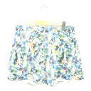 【中古】アズールバイマウジー AZUL by moussy パンツ キュロット ショート 花柄 ウエストゴム 薄手 S 緑 青 グリーン ブルー /TT14 レ...