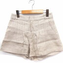【中古】パーカー parker ショートパンツ ラメ混 ギャザー リネン 麻 XS ベージュ /FT13 レディース 【ベクトル 古着】 210611
