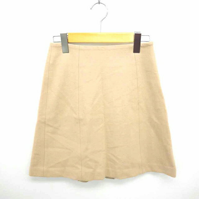【中古】ストロベリーフィールズ STRAWBERRY-FIELDS スカート 台形 ミニ リボン 厚手 ウール 無地 シンプル 1 薄茶 ベージュ /TT7 レディース 【ベクトル 古着】 210619