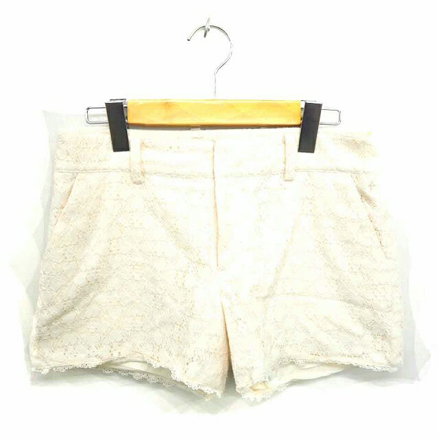 【中古】B&Y ユナイテッドアローズ BEAUTY&YOUTH ビューティー&ユース パンツ ショート レース 総柄 ジップフライ 綿 コットン M アイボリー /TT40 レディース 【ベクトル 古着】 210702