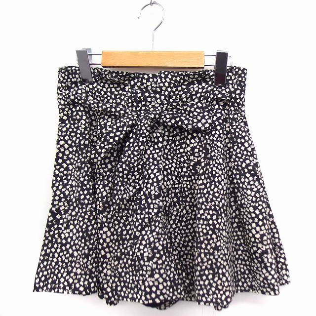 【中古】レイビームス Ray Beams キュロット パンツ 総柄 リボン ショート 1 ブラック 黒 /FT4 レディース 【ベクトル 古着】 210812