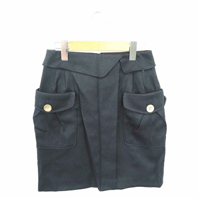 【中古】ジャスグリッティー JUSGLITTY スカート タイト ミニ 薄手 無地 シンプル バックジップ 麻 リネン混 0 濃紺 ネイビー /TT37 レディース 【ベクトル 古着】 210723