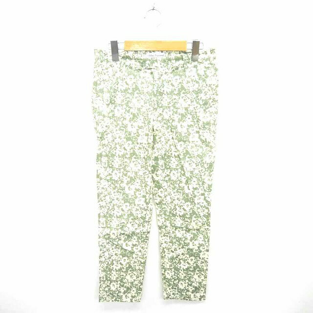 【中古】アーバンリサーチ URBAN RESEARCH パンツ スキニー 総柄 薄手 ジップフライ 綿 コットン 36 グリーン アイボリー 緑 /TT3 レディース 【ベクトル 古着】 210731