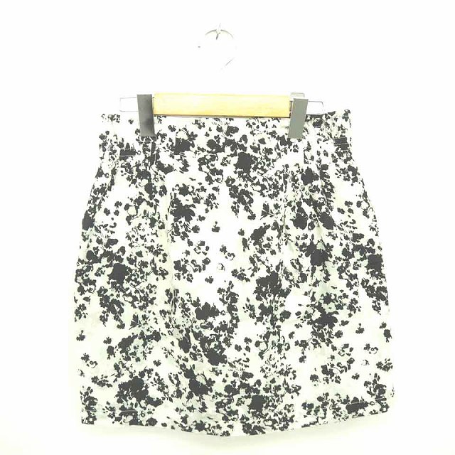 【中古】ディスコート Discoat スカート タイト ミニ 総柄 薄手 バックジップ F アイボリー ブラック 黒 /TT18 レディース 【ベクトル 古着】...