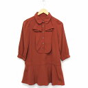 【中古】ブロードゥリー&コー Broderie&Co ナノユニバース チュニック シャツ ブラウス 丸衿 七分袖 無地 F ブラウン 茶 /FT27 レディース...