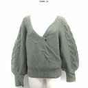 【中古】ヘザー Heather ニット セーター ケーブル編み 2WAY Vネック 長袖 背あき F カーキ /FT34 レディース 【ベクトル 古着】 210910
