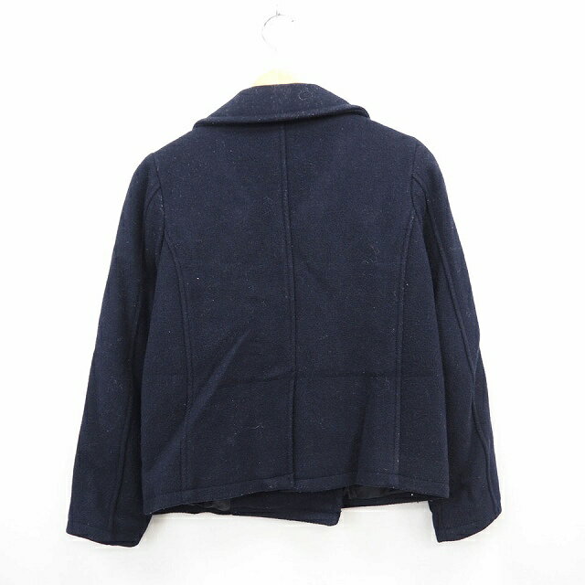 【中古】ビームスボーイ BEAMS BOY ピーコート アウター 無地 シンプル ショート丈 長袖 ウール ネイビー 紺 /MT17 レディース 【ベクトル 古着】 210828