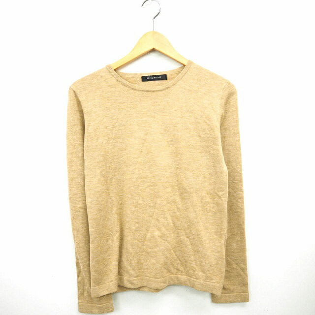 【中古】ブリスポイント BLISSPOINT ニット セーター リブ 無地 シンプル 丸首 長袖 ウール混 L ベージュ 薄茶 /MT16 レディース 【ベクトル 古着】 210827