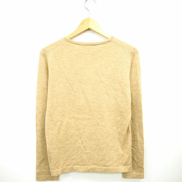 【中古】ブリスポイント BLISSPOINT ニット セーター リブ 無地 シンプル 丸首 長袖 ウール混 L ベージュ 薄茶 /MT16 レディース 【ベクトル 古着】 210827