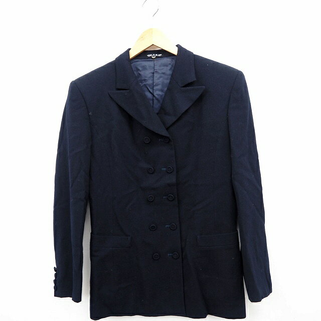 【中古】コムサデモード COMME CA DU MODE ジャケット アウター 肩パット 無地 シンプル 長袖 ウール ネイビー 紺 /MT37 レディース 【ベクトル 古着】 210915