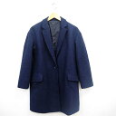 【中古】アーバンリサーチ URBAN RESEARCH チェスターコート アウター 無地 シンプル ひざ丈 長袖 ウール混 F ネイビー 紺 /MT20 レディース 【ベクトル 古着】 210908(4)