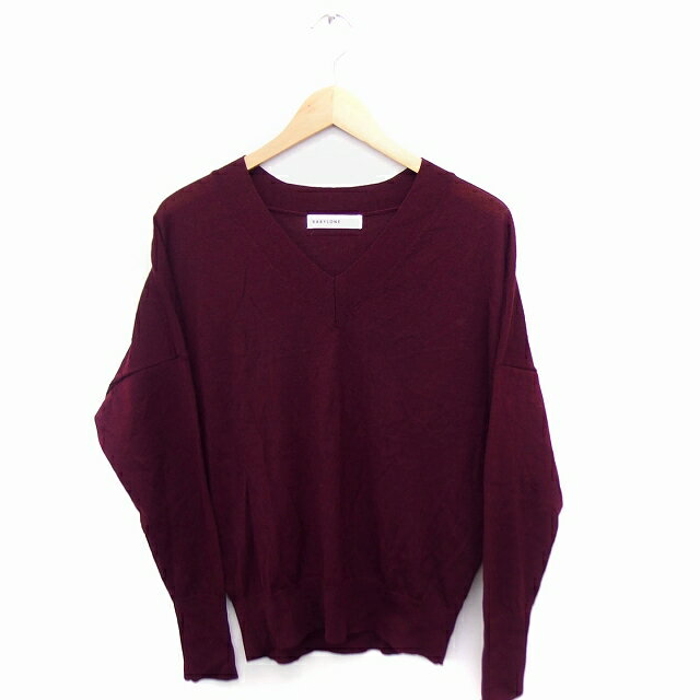 【中古】バビロン BABYLONE ニット セーター Vネック 長袖 無地 ウール 薄手 38 ボルドー 赤茶 /FT17 レディース 【ベクトル 古着】 210917