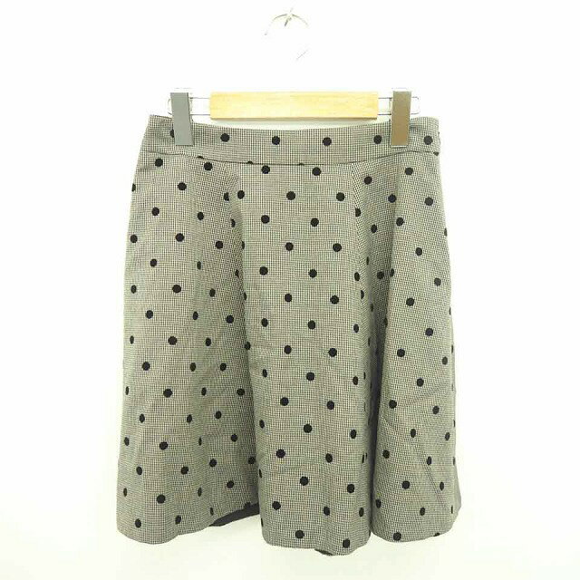 【中古】ボンメルスリー BON MERCERIE スカート フレア ミニ 千鳥格子 ドット 水玉 サイドジップ 36 グレー ブラック 黒 /TT6 レディース 【ベクトル 古着】 211013