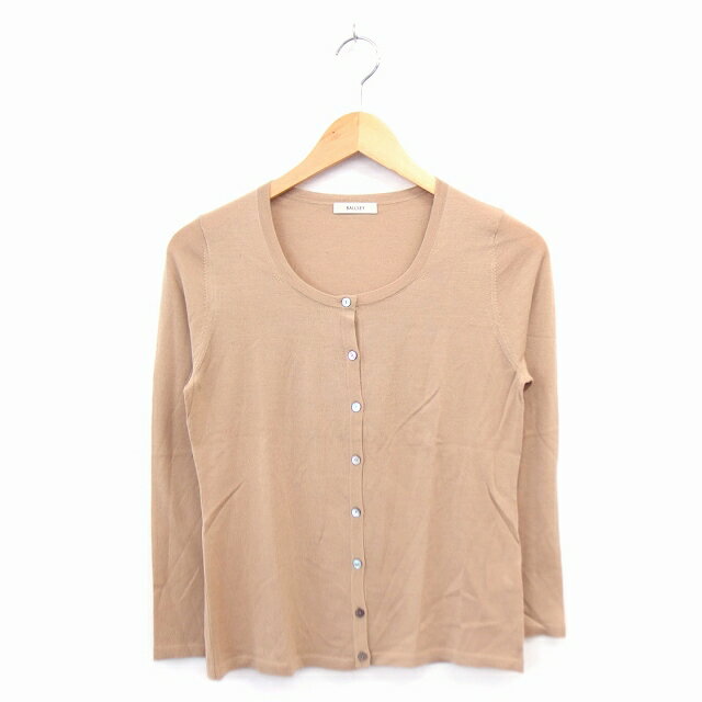 【中古】ボールジー BALLSEY トゥモローランド ニット カーディガン ボートネック 長袖 ウール 無地 シンプル 38 ベージュ /HT3 レディース 【ベクトル 古着】 211014