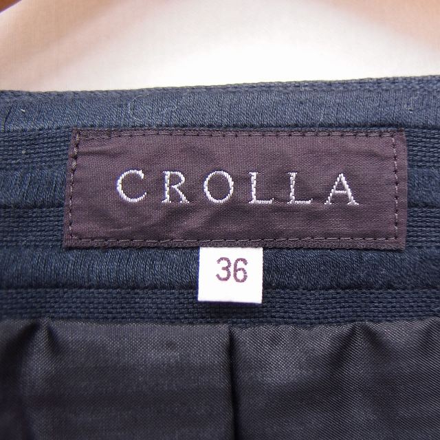 ブランド古着の買取販売ベクトルの【中古】クローラ crolla ノーカラー ジャケット アウター 柄 七分袖 丸ポケット コットン 綿 36 ネイビー 紺 /FT26 レディース 【ベクトル 古着】 211021｜アングル3