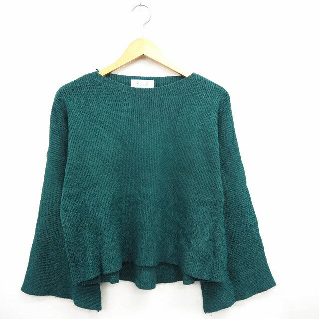 【中古】R.L.O BY MILKY WAY ニット セーター リブ シンプル 丸首 長袖 グリーン 緑 /MT5 レディース 【ベクトル 古着】 211106