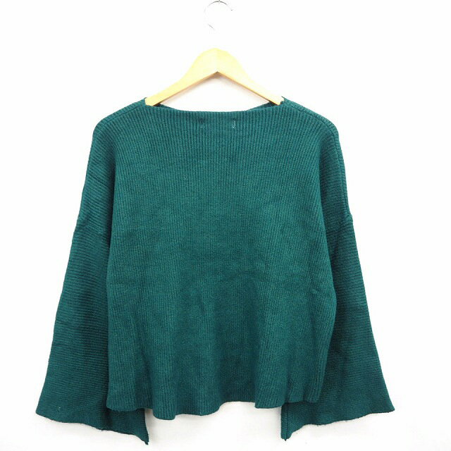 【中古】R.L.O BY MILKY WAY ニット セーター リブ シンプル 丸首 長袖 グリーン 緑 /MT5 レディース 【ベクトル 古着】 211106