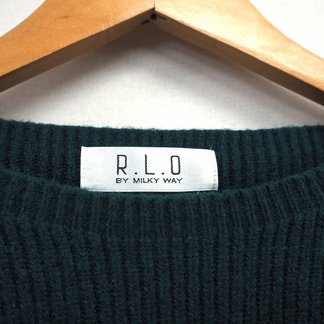 【中古】R.L.O BY MILKY WAY ニット セーター リブ シンプル 丸首 長袖 グリーン 緑 /MT5 レディース 【ベクトル 古着】 211106