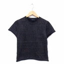 【中古】ザラ ZARA ニット セーター 丸首 半袖 裏起毛 リブ ラメ混 L ダークグレー 灰 /HT9 レディース 【ベクトル 古着】 211108