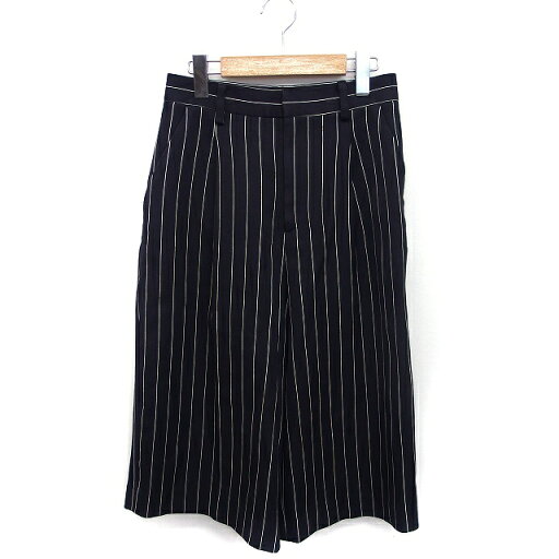 【中古】シップス SHIPS クロップド ワイド パンツ ストライプ ウール混 38 ブラック 黒 /FT34 レディース 【ベクトル 古着】 211115 【中古】シップス SHIPS クロップド ワイド パンツ ストライプ ウール混 38 ブラック 黒 /FT34 レディース 【ベクトル 古着】 211115