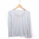 【中古】KKG カットソー Tシャツ 丸首 フリル 薄手 長袖 M ライトグレー /TT16 レディース 【ベクトル 古着】 211209(4)