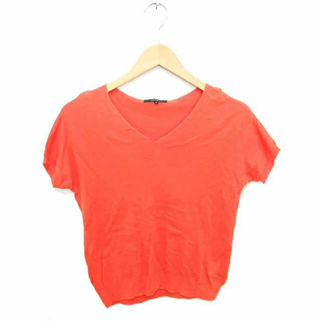 V-Neck - 【中古】ルーニィ LOUNIE ニット セーター Vネック 無地 シンプル 綿 コットン 半袖 F オレンジ /TT17 レディース 【ベクトル 古着】 211208