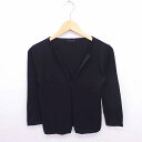 【中古】タバサ TABASA カーディガン ニット 無地 シンプル ウール 七分袖 34 黒 ブラック /TT4 レディース 【ベクトル 古着】 211129