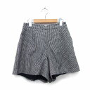 【中古】ミッシュマッシュ MISCH MASCH パンツ ボトムス キュロット ショート ウール混 総柄 タック リボン M ブラック 黒 ホワイト 白 /HT...