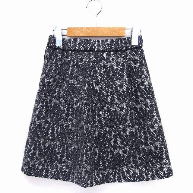 【中古】ジルバイジルスチュアート JILL by JILLSTUART 台形 スカート ミニ 総柄 起毛 ウール混 S グレー 灰 /FT12 レディース 【ベクトル 古着】 211211