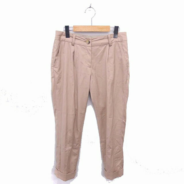【中古】ナチュラルビューティーベーシック NATURAL BEAUTY BASIC テーパード パンツ センタープレス ロールアップ ジップフライ 薄手 S ベージュ 茶 /TT14 レディース 【ベクトル 古着】 220127