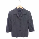 【中古】ストロベリーフィールズ STRAWBERRY-FIELDS ジャケット アウター ステンカラー 総裏地 肩パッド ウール 七分袖 チャコールグレー /TT14 レディース 【ベクトル 古着】 211227