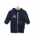【中古】ロデオクラウンズ Rodeo Crowns ジップアップ フード パーカー 五分袖 コットン 綿 プリント 刺繍 英字 S ダークグレー 灰 /HT12 レディース 【ベクトル 古着】 220114