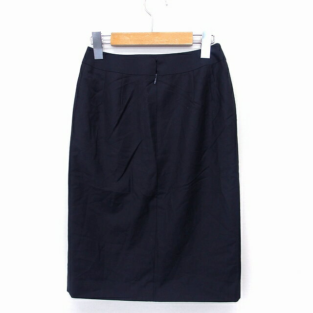 【中古】ニューヨーカー NEWYORKER タイト スカート ひざ下丈 無地 モヘヤ混 ウール 7 ネイビー 紺 /FT26 レディース 【ベクトル 古着】 220124