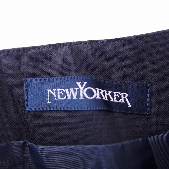 【中古】ニューヨーカー NEWYORKER タイト スカート ひざ下丈 無地 モヘヤ混 ウール 7 ネイビー 紺 /FT26 レディース 【ベクトル 古着】 220124