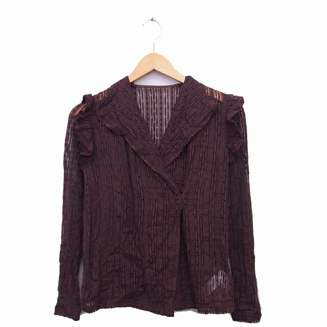 【中古】スライ SLY カーディガン 長袖 Vネック レース F ブラウン 茶 /KT36 レディース 【ベクトル 古着】 220211