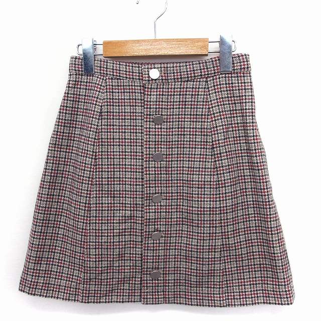 【中古】スナイデル snidel 台形スカート ミニ 千鳥柄 ウール 0 マルチカラー /FT1...