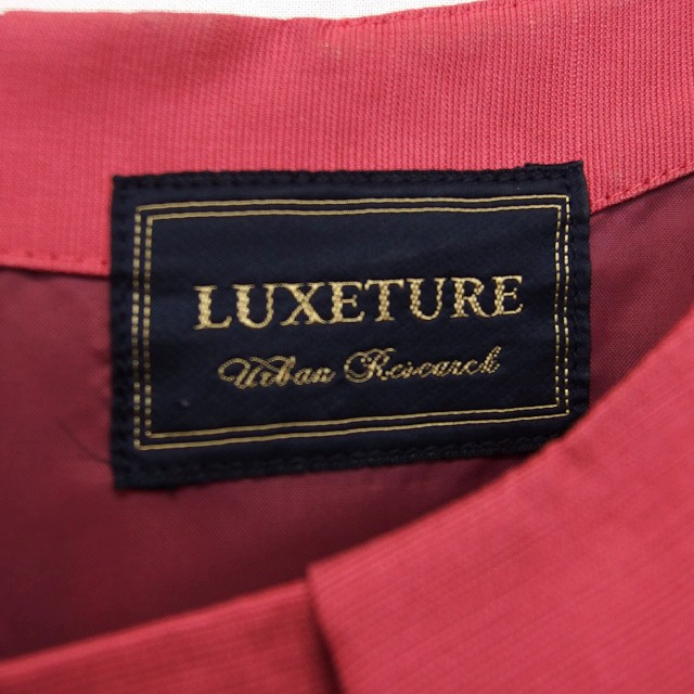 【中古】アーバンリサーチ URBAN RESEARCH リクチュール LUXETURE ワンピース パーティードレス 膝下 丸首 半袖 綿混 無地 タック S コーラルピンク /HT29 レディース 【ベクトル 古着】 220126