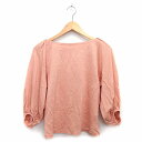 【中古】ルージュヴィフ Rouge vif Tシャツ カットソー サブリナネック 七分袖 無地 シンプル サーモンピンク /HT8 レディース 【ベクトル 古着】 220202
