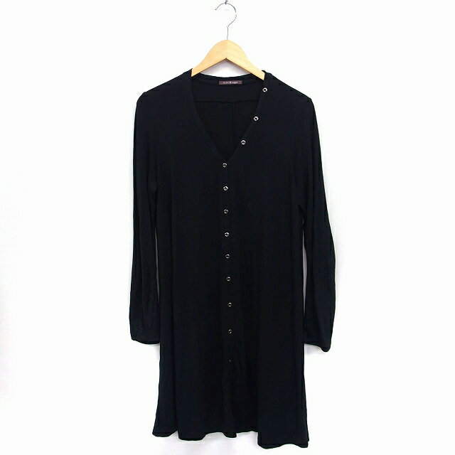 【中古】ミミ&ロジャー mimi&roger ロング カーディガン 無地 Vネック 長袖 38 ブラック 黒 /FT6 レデ..
