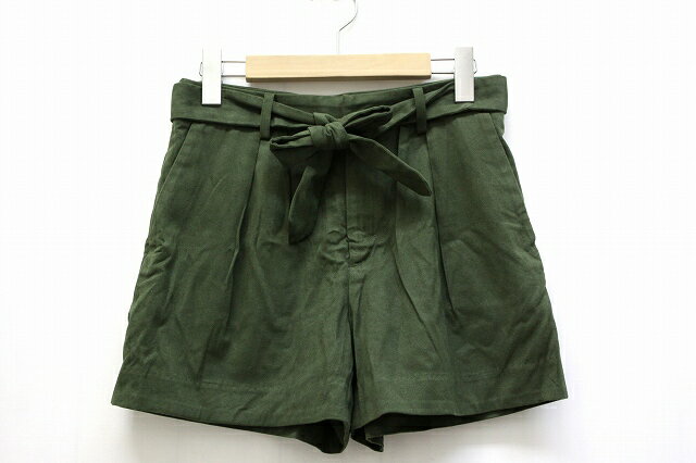 【中古】シップス SHIPS ショートパンツ ミニ ボトムス スウェード リボン 無地 シンプル S グリーン 緑 /C レディース 【ベクトル 古着】 220217