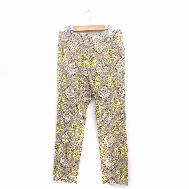 【中古】ロペ ROPE パンツ スキニー レギパン コットン 総柄 38 イエロー 黄 /KT9 レディース 【ベクトル 古着】 220528