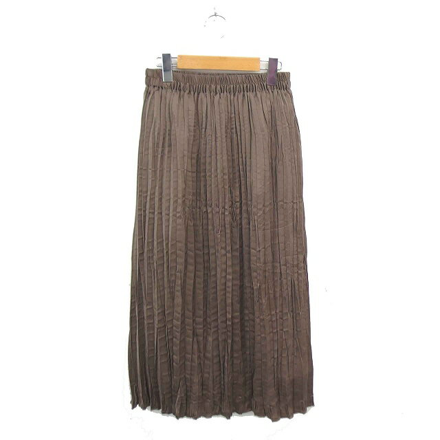 【中古】ディスコート Discoat プリーツ スカート ロング ウエストゴム 薄手 F カーキ /TT34 レディース 【ベクトル 古着】 220318